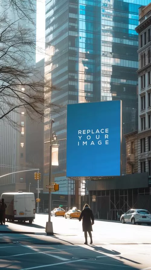 فایل PSD موکاپ بیلبورد خیابان شهری 25460