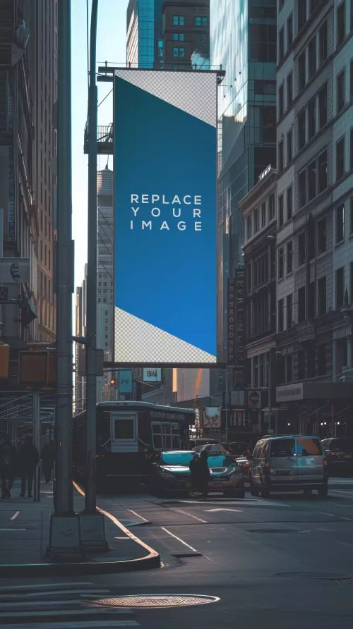 فایل PSD موکاپ بیلبورد خیابان شهری 25461