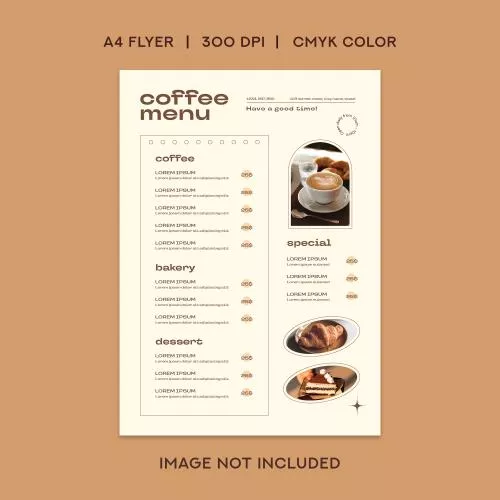 وکتور EPS منوی قهوه فروشی و کافه و کافی شاپ مناسب برای استفاده به عنوان تراکت رستوران به صورت رایگان 25474