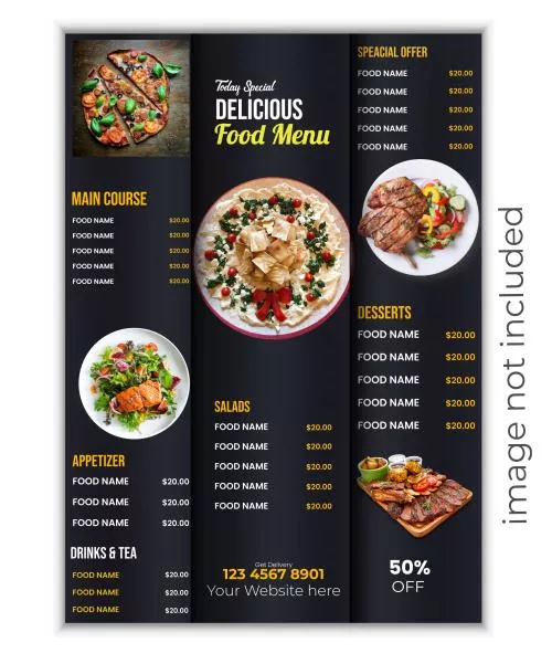 وکتور EPS قالب طراحی منوی خلاقانه تراکت و منو رستوران 25478