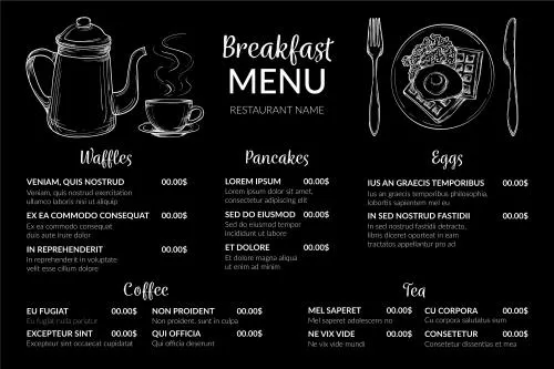 وکتور EPS و AI منوی صبحانه کافه و کافی شاپ و رستوران 25485