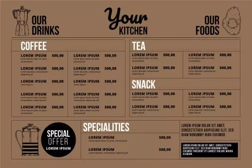 وکتور EPS و AI طراحی منوی کافه و کافی شاپ رایگان 25487