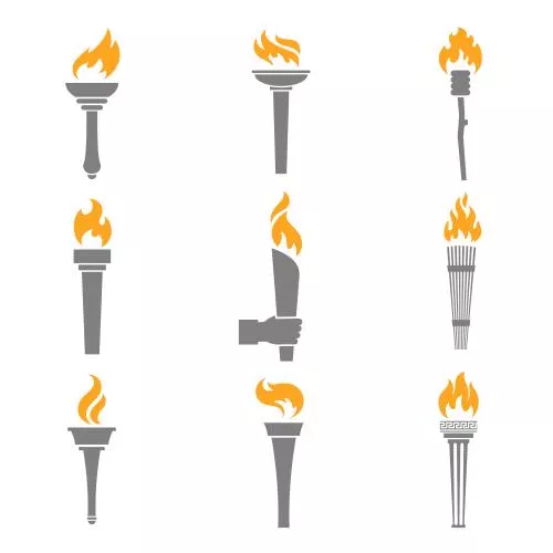 وکتور EPS آیکون های مشعل آتش 25494