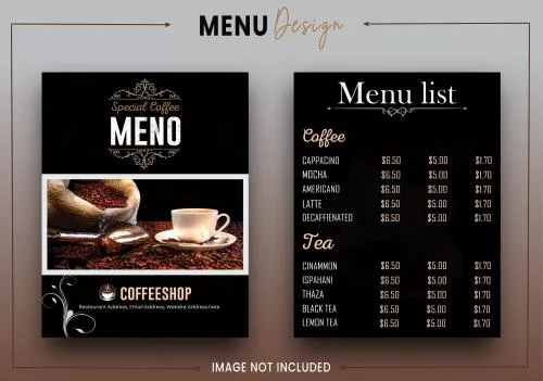 وکتور EPS منوی کافه و کافی شاپ مناسب برای استفاده به عنوان منو کافه و تراکت به صورت لایه باز 25514
