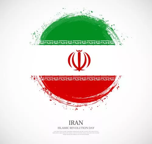 وکتور EPS پرچم شکل دایره ای ایران با طراحی خلاقانه با حرکت قلم مو و پس زمینه یکدست به صورت لایه باز 25564