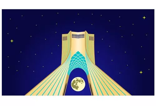 وکتور برج آزادی واقع دار میدان آزادی تهران به صورت لایه باز