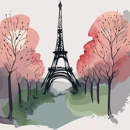 وکتور EPS منظره پاریس و برج ایفل 25647