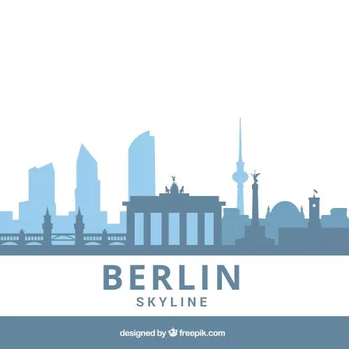 وکتور EPS و AI سیلوئت آسمان‌خراش‌های برلین در تناژهای آبی 25656