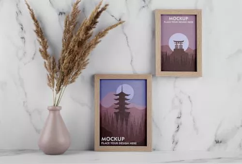 فایل PSD موکاپ قاب عکس روی دیوار رایگان 25674