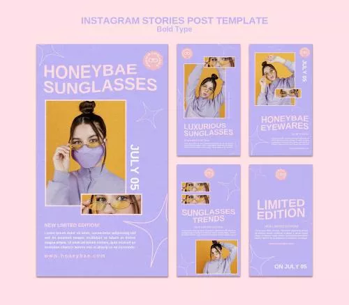 فایل PSD استوری اینستاگرام رایگان با تم رنگی بنفش 25713