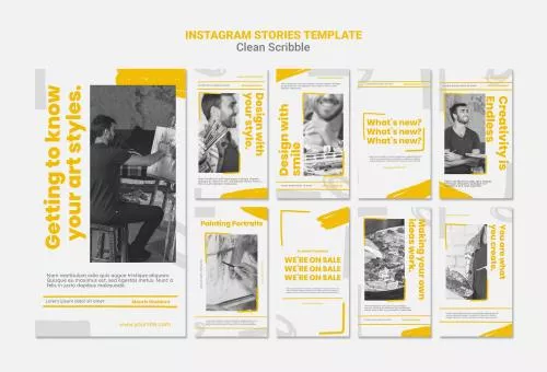 فایل PSD استوری اینستاگرام فلت و تمیز با تم رنگی سفید و زرد 25714