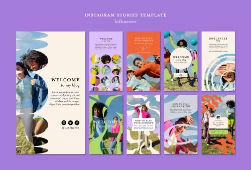 فایل PSD قالب استوری اینستاگرام اینفلوئنسر به سبک فلت 25742