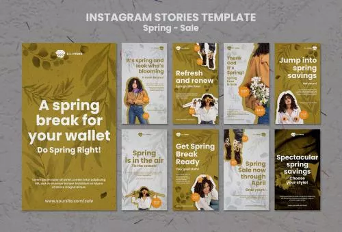 فایل PSD قالب استوری اینستاگرام با تم بهاری با طراحی تخت 25743