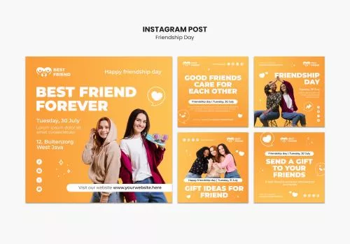 فایل PSD قالت پست اینستاگرام با تم رنگی نارنجی به صورت لایه باز و قابل ویرایش به همراه جای متن 25748