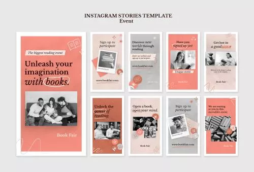 فایل PSD استوری اینستاگرام مدرن با تم رنگی نارنجی قرمز به صورت لایه باز و قابل ویرایش 25752