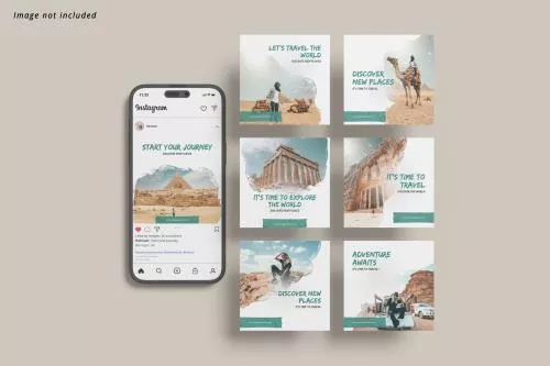 فایل PSD پست اینستاگرام با موکاپ گوشی هوشمند 25754
