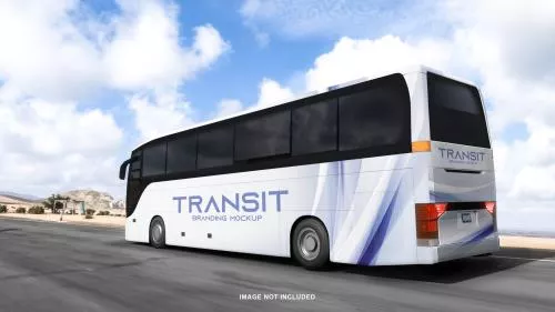 فایل PSD موکاپ رایگان اتوبوس نمای چپ عقب 25859