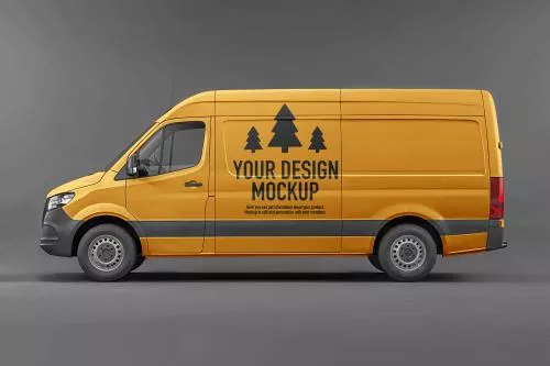 فایل PSD موکاپ رایگان ون زرد 25870