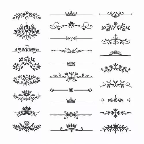 وکتور EPS کالکشن عناصر طراحی تزئینی و جداکننده های تزئینی و قاب و حاشیه 25886
