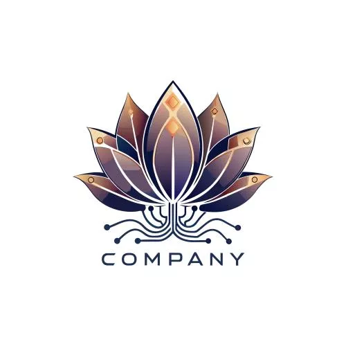 وکتور EPS طراحی لوگوی خلاقانه شرکت فناوری اطلاعات شامل المان گل لوتوس 25927