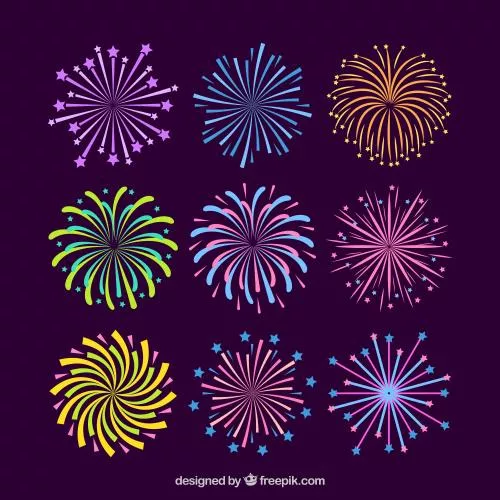 وکتور EPS و AI مجموعه آتش بازی رنگی 25767