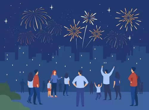 وکتور EPS مفهوم شب شهری جشن و آتش بازی 25778