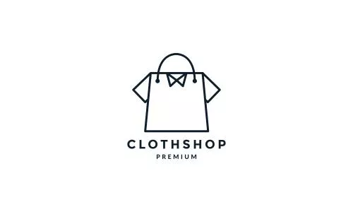 وکتور EPS هندبگ و ساک خرید با طراحی خطی لباس - مناسب برای لوگو فروشگاه های لباس آنلاین و لوگو صفحه های فضای مجازی 25956