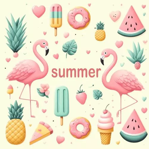 وکتور EPS وکتور عناصر تابستانی پاستلی 25853