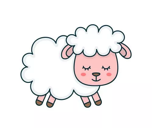 طرح گرافیکی شخصیت کارتونی گوسفند شیرین خنده خندان ناز وکتور ممتاز