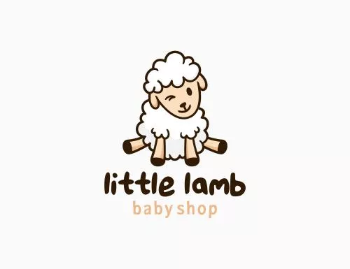 تصویر طراحی شده نماد و آرم و لوگو دو گوسفند سفید بامزه و کارتونی مناسب برای مزرعه وکتور لایه باز EPS	