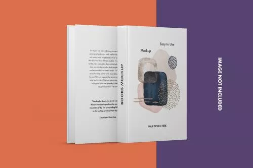 موکاپ کتاب ایستاده از زاویه روبرو فایل PSD لایه باز با رنگ زمینه نارنجی و بنفش به همراه لایه بندی حرفه ای