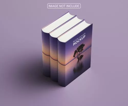 موکاپ کتاب های ایستاده از زاویه بالا فایل PSD لایه باز با رنگ زمینه بنفش به همراه لایه بندی حرفه ای