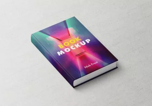 موکاپ کتاب از زاویه بالا فایل PSD لایه باز با رنگ زمینه سفید به همراه لایه بندی حرفه ای