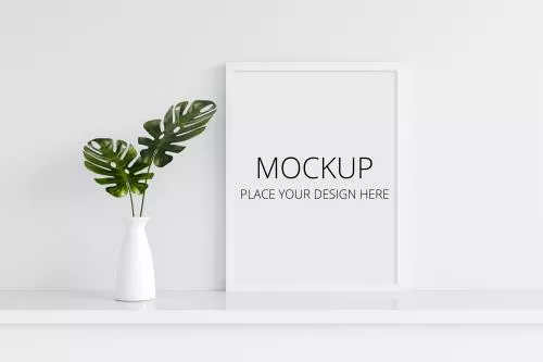 mockup رایگان گیاه گلدانی Monstera با موکاپ قاب فایل Psd