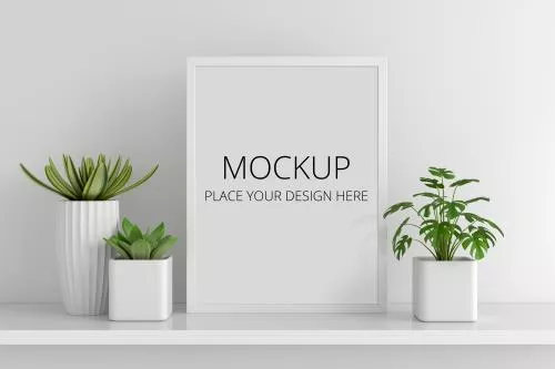 گیاه گلدانی ساکولنت با موکاپ قاب فایل Psd لایه باز با لایه بندی حرفه ای