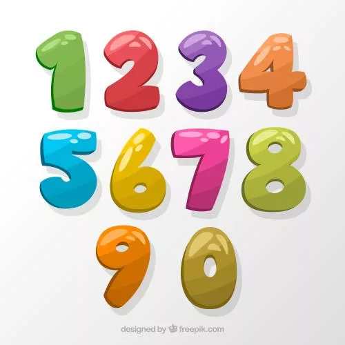 وکتور رایگان Ai و EPS لایه باز کالکشن اعداد انگلیسی به صورت کارتونی و رنگی