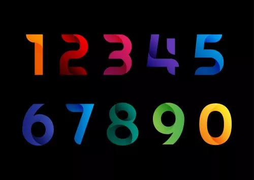 وکتور EPS لایه باز کالکشن اعداد انگلیسی به صورت رنگی و سایه روشن