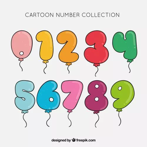وکتور Ai و EPS لایه باز کالکشن اعداد انگلیسی به صورت بادکنک های رنگی کارتونی