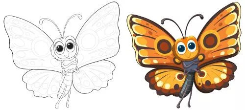 وکتور EPS تصویرسازی دختر پروانه ای رنگارنگ 25981