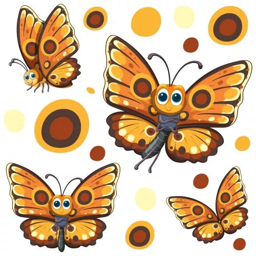 وکتور EPS مجموعه تصاویر پروانه رنگارنگ 25982