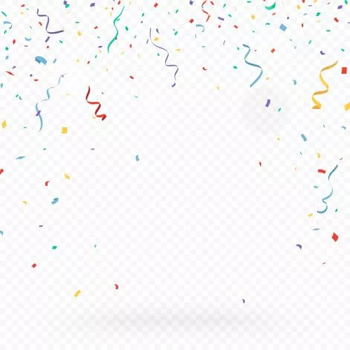 وکتور EPS طراحی جشن های کاغذ رنگی رنگارنگ با زمینه شفاف 25994