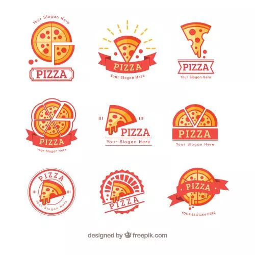 وکتور EPS و AI مجموعه لوگوهای پیتزا 26074
