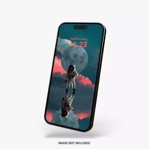 فایل PSD موکاپ گوشی هوشمند آیفون 15 پرو با صفحه خالی و پس‌زمینه سفید 26092