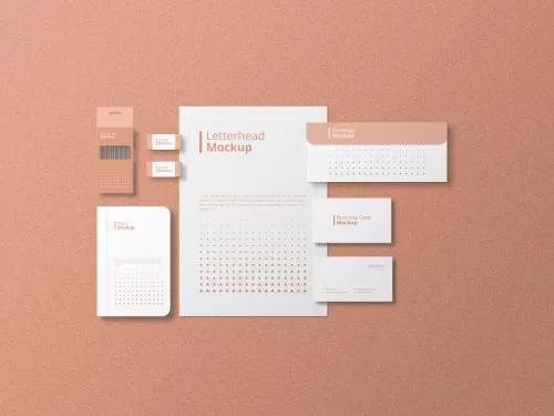 فایل PSD موکاپ مینیمالیستی لوازم تحریر با زمینه سفید - موکاپ ست اداری رایگان 26133