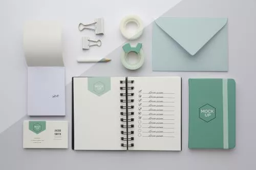 فایل PSD موکاپ ست اداری و لوازم اداری مدرن 26145