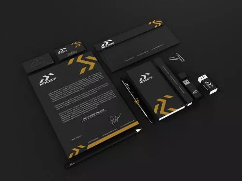 فایل PSD موکاپ مجموعه آیتم‌های ست اداری سه‌بعدی واقع‌گرایانه 26147