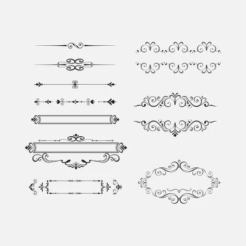 وکتور EPS مجموعه عناصر جداکننده گل‌دار ، تزئینی ، خطوط اسلامی و عربی ، حاشیه و قاب اسلامی 27708