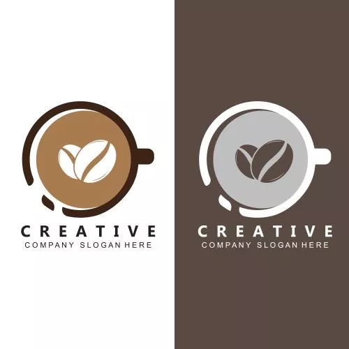 وکتور EPS طرح وکتور لوگو فنجان قهوه - دانه قهوه 27738
