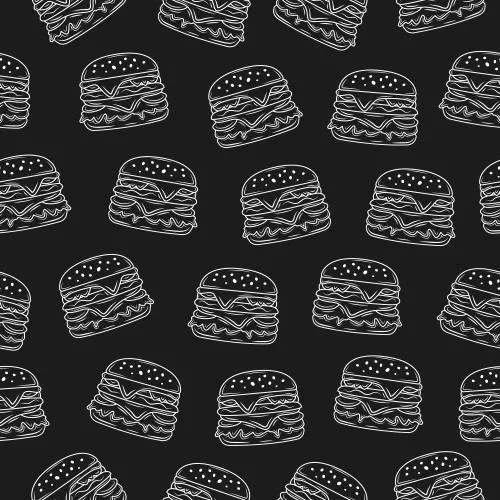 وکتور EPS پس زمینه برگر همبرگر الگوی بی‌درز تخته سیاه طرح دستی کشیده شده - همبرگر 27741