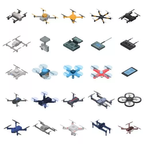 وکتور EPS مجموعه آیکون پهپاد و کوادکوپتر 27941